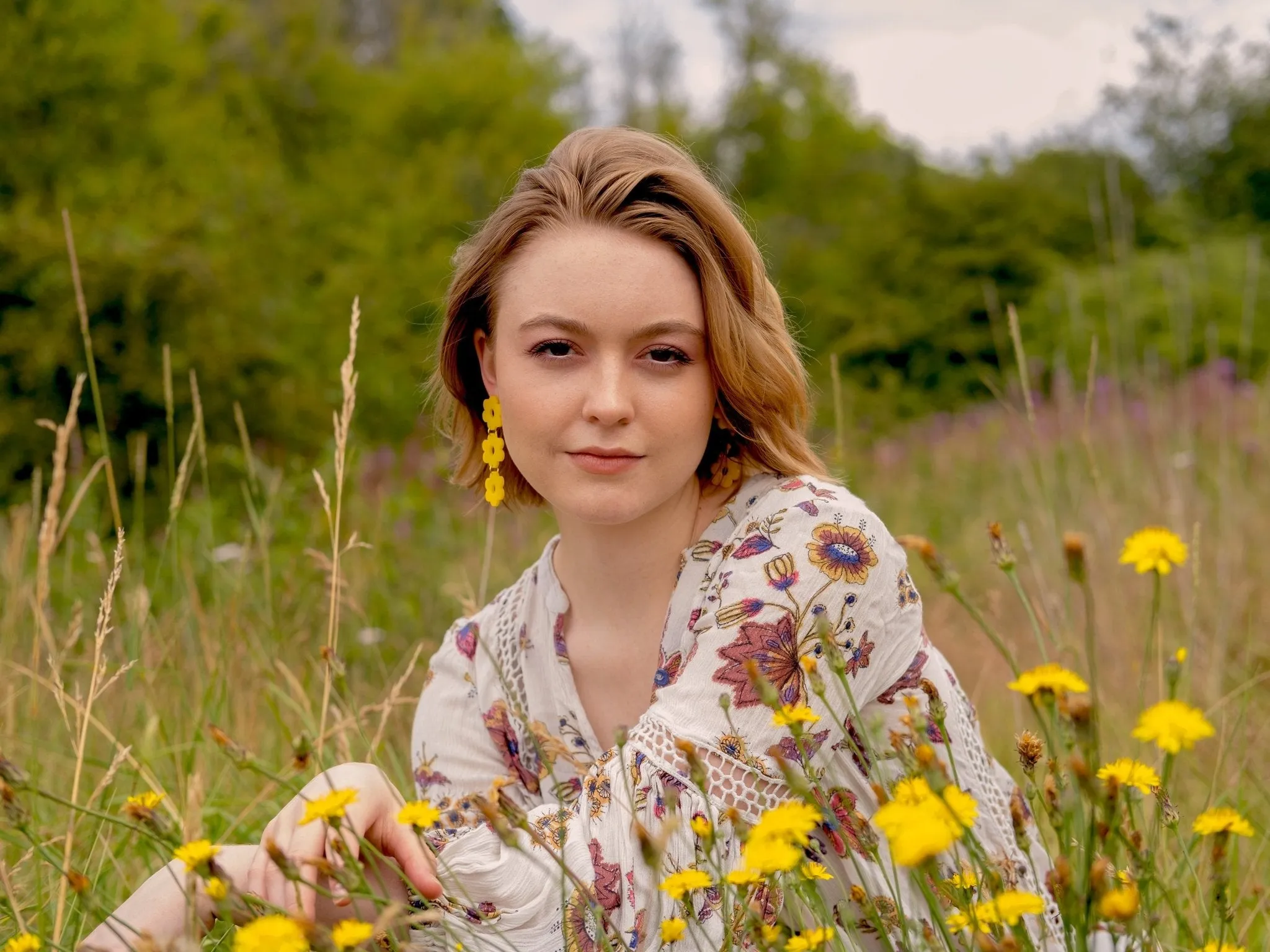 Daisy Chain Retro Earrings in Marigold