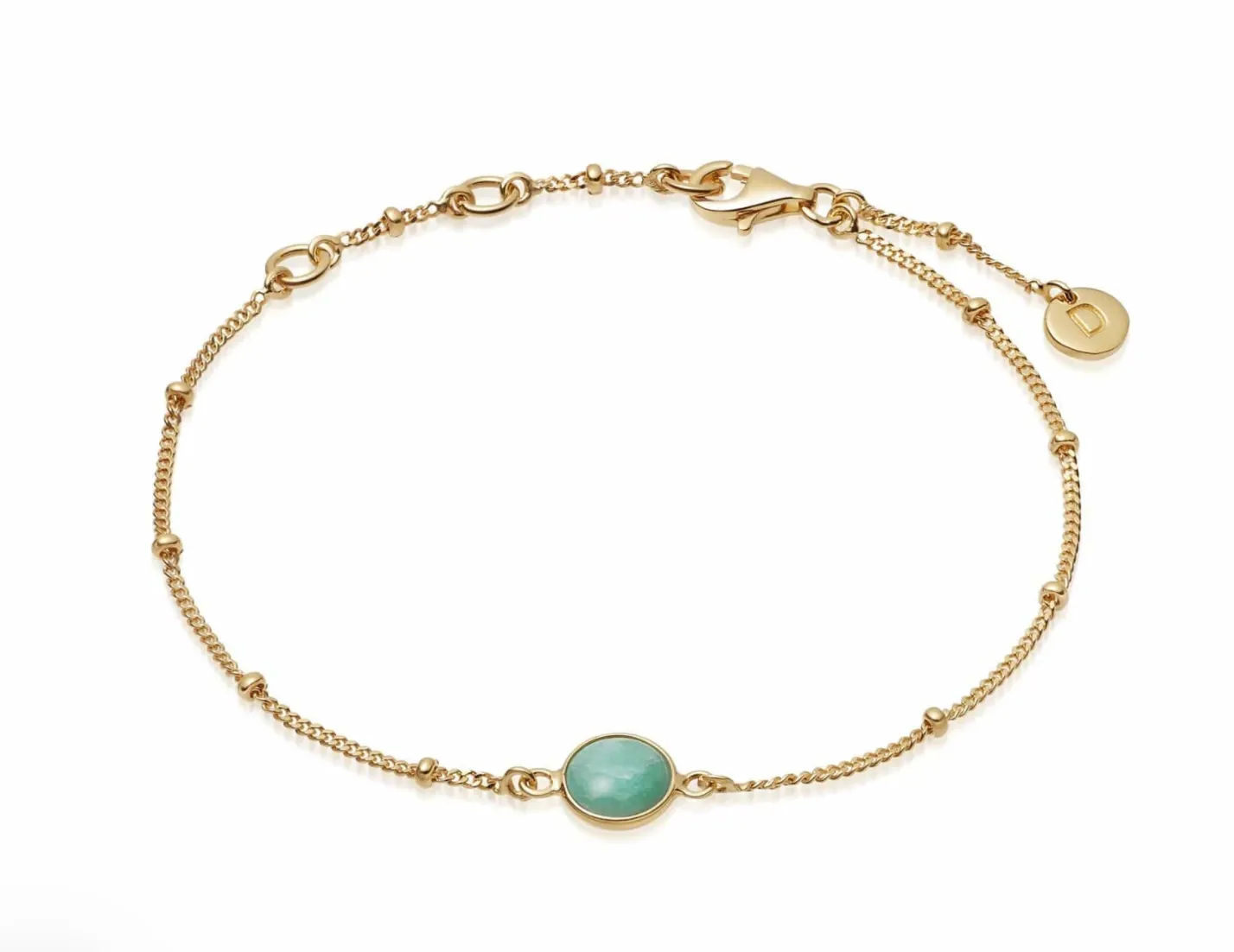 Daisy London Amazonite Healing Stone Bobble Bracelet 18Ct Gold Plate HBR1003_GP