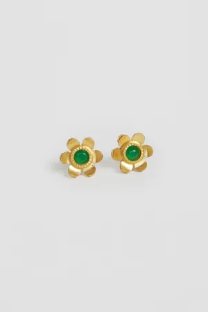 Daisy Studs - Green Onyx