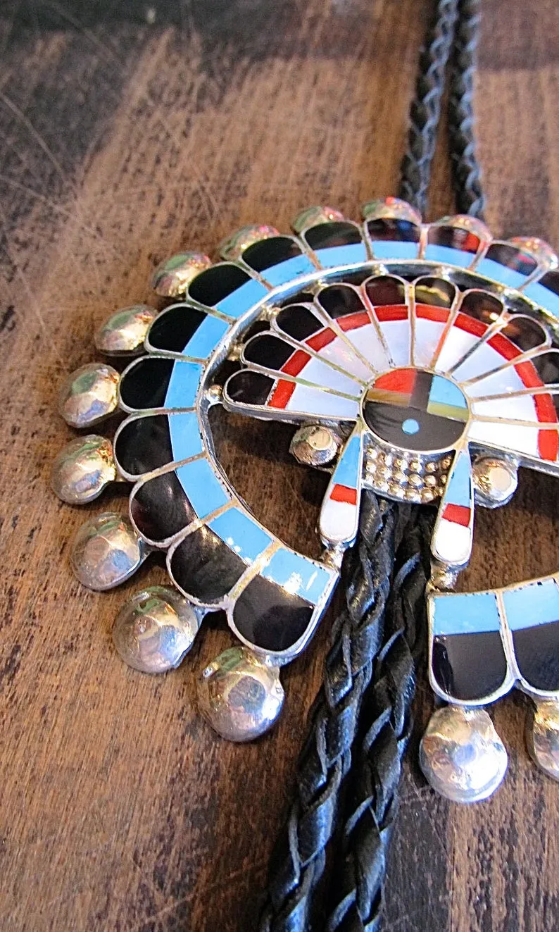 DELGER CELLICION Massive Zuni Sun Face Bolo Tie