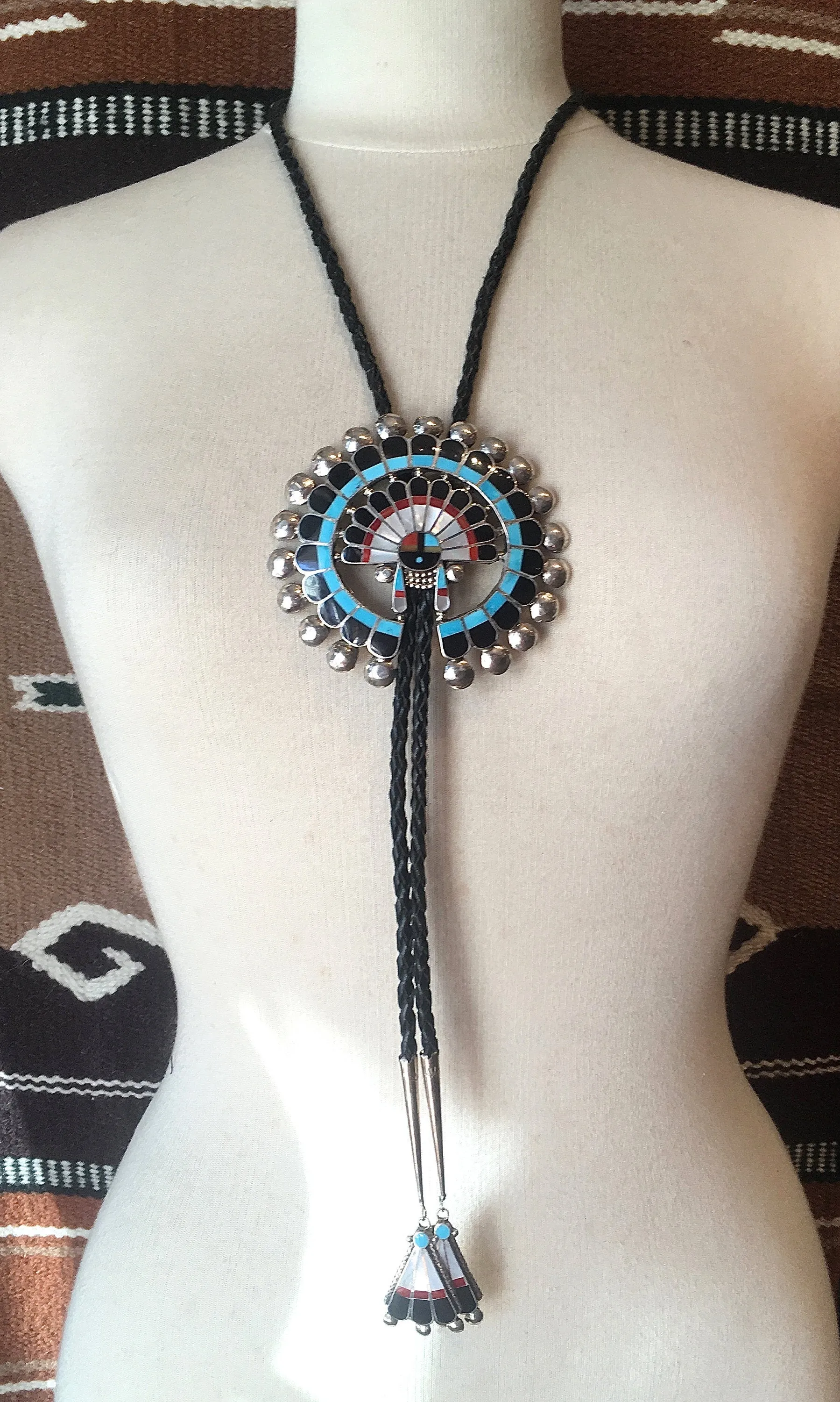 DELGER CELLICION Massive Zuni Sun Face Bolo Tie