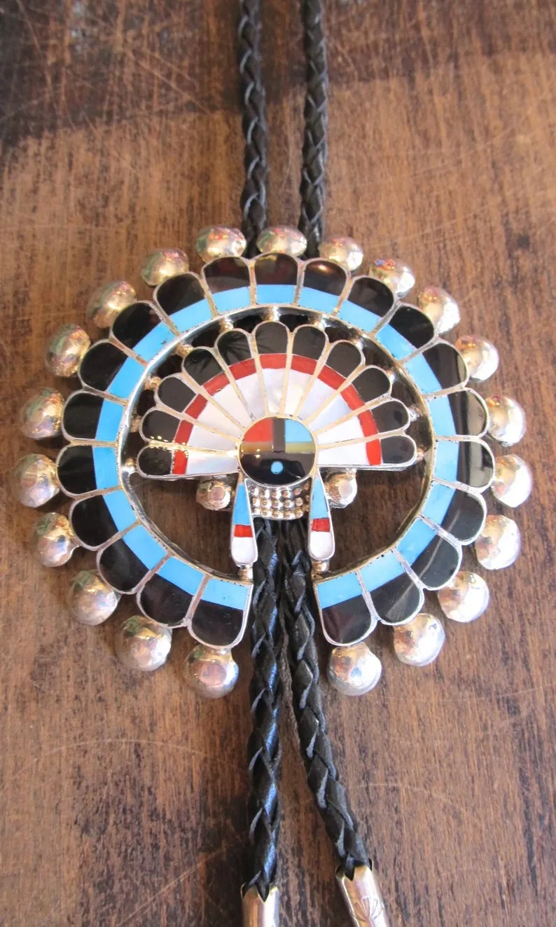 DELGER CELLICION Massive Zuni Sun Face Bolo Tie