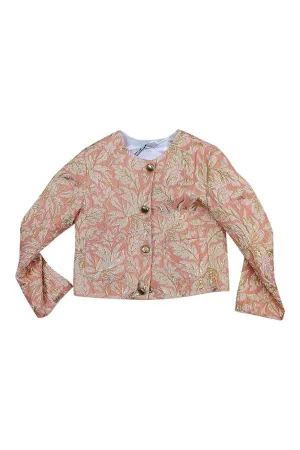 DOLCE & GABBANA KIDS Girl's Coral and Gold Brocade Button Front Jacket (5)