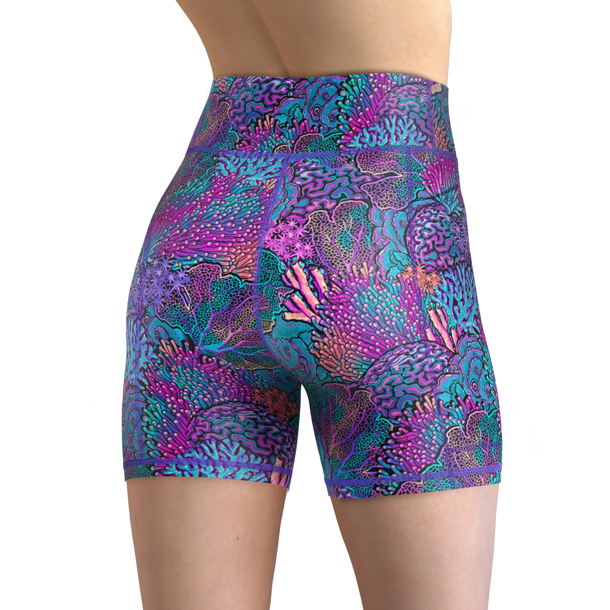 Eco-Friendly Coral Kaleidoscope Shorts