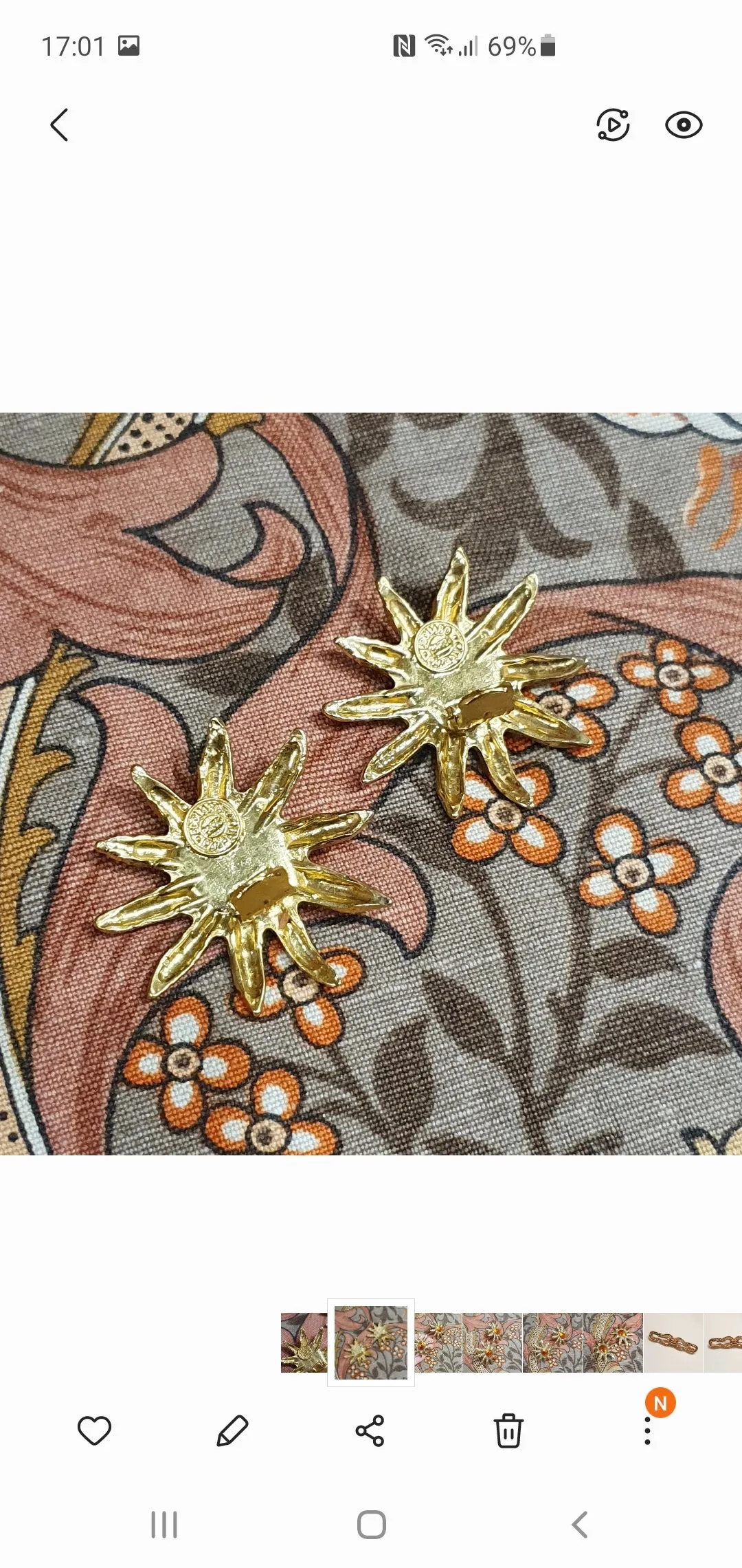 Edouard Rambaud starburst orange clip on earrings