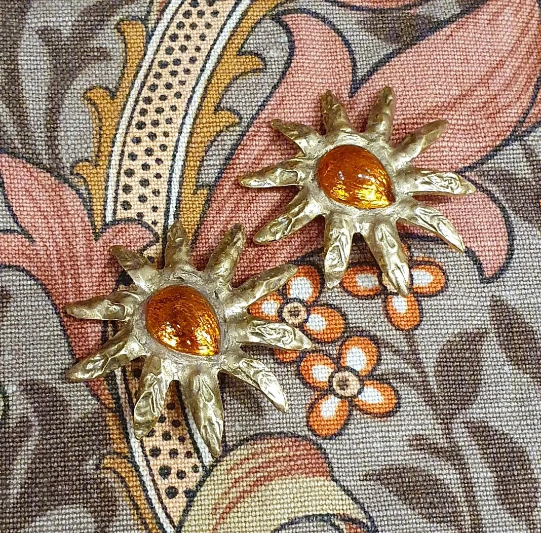 Edouard Rambaud starburst orange clip on earrings