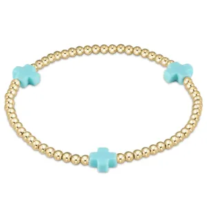 enewton extends signature cross gold pattern 3mm bead bracelet - turquoise by enewton