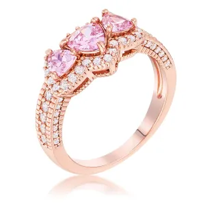 Erin 3-Stone Pink Trillion CZ Halo Ring | 1.7ct