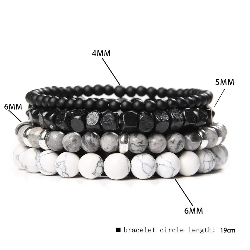 Fashion Natural Stone Beads Men Bracelet Multilayer Black Lava Onyx Beads Charm Punk Bracelet Bangles Women Jewelry Couples Gift