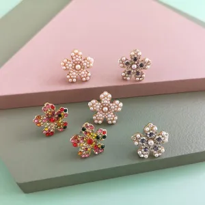 Flower Stud Gem Earrings