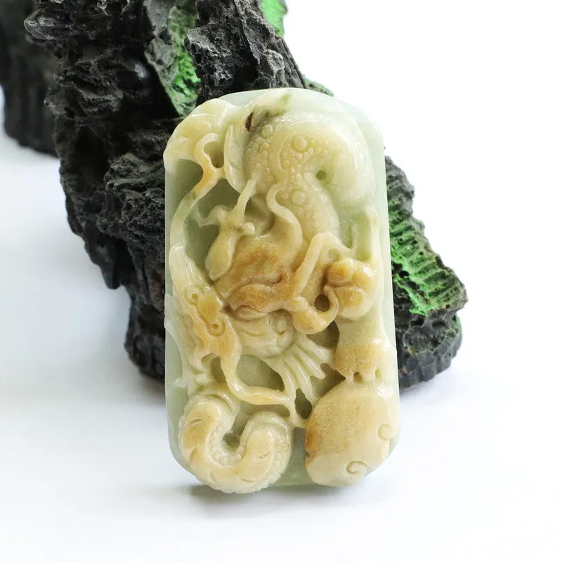 Fortune's Favor Yellow Jade Dragon Pendant