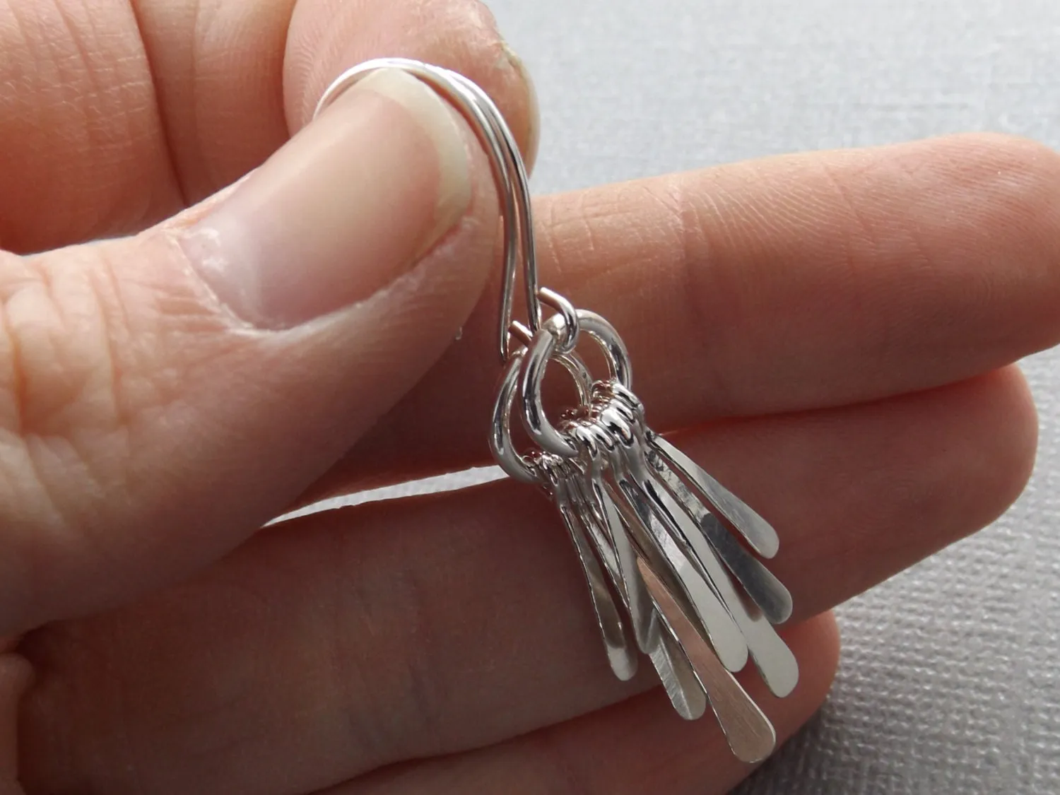 Fringe Earrings,Sterling Silver Earrings,Small Fringe Earrings,Hammered Earrings,Artisan Earrings,Metal Earrings,Fringe Earrings