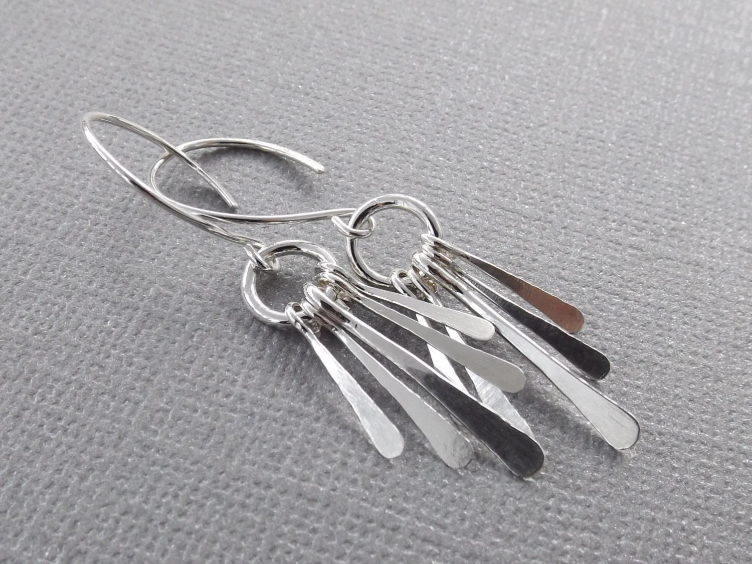 Fringe Earrings,Sterling Silver Earrings,Small Fringe Earrings,Hammered Earrings,Artisan Earrings,Metal Earrings,Fringe Earrings