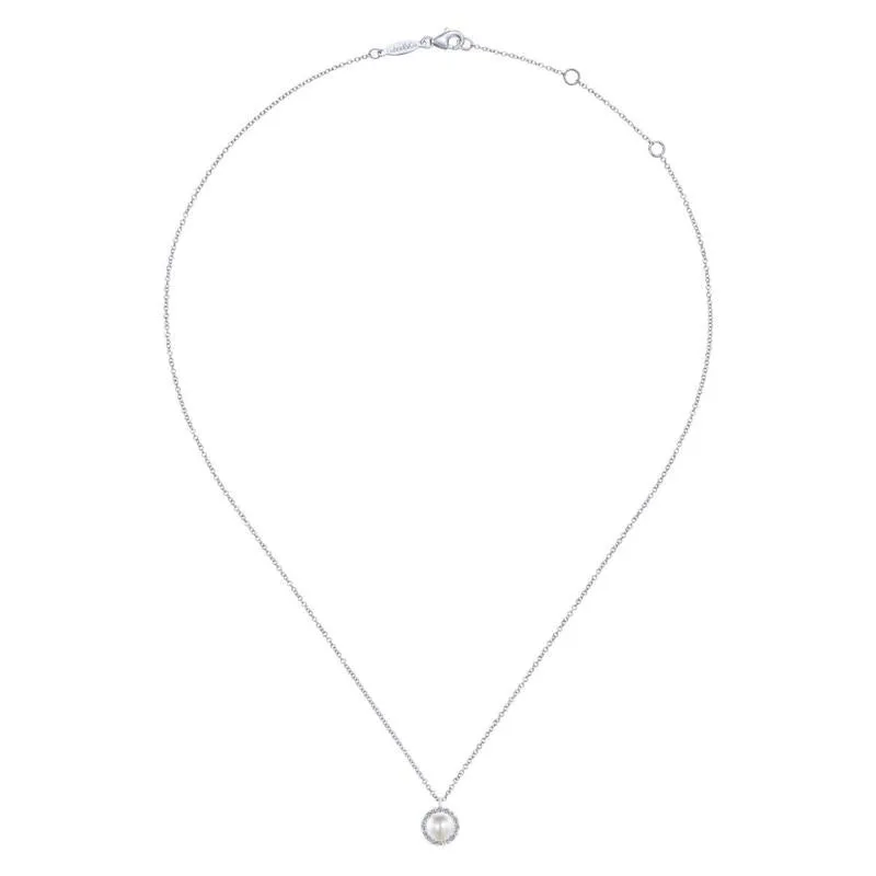 Gabriel & Co. 14k White Gold Grace Pearl & Diamond Necklace