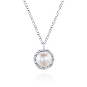 Gabriel & Co. 14k White Gold Grace Pearl & Diamond Necklace