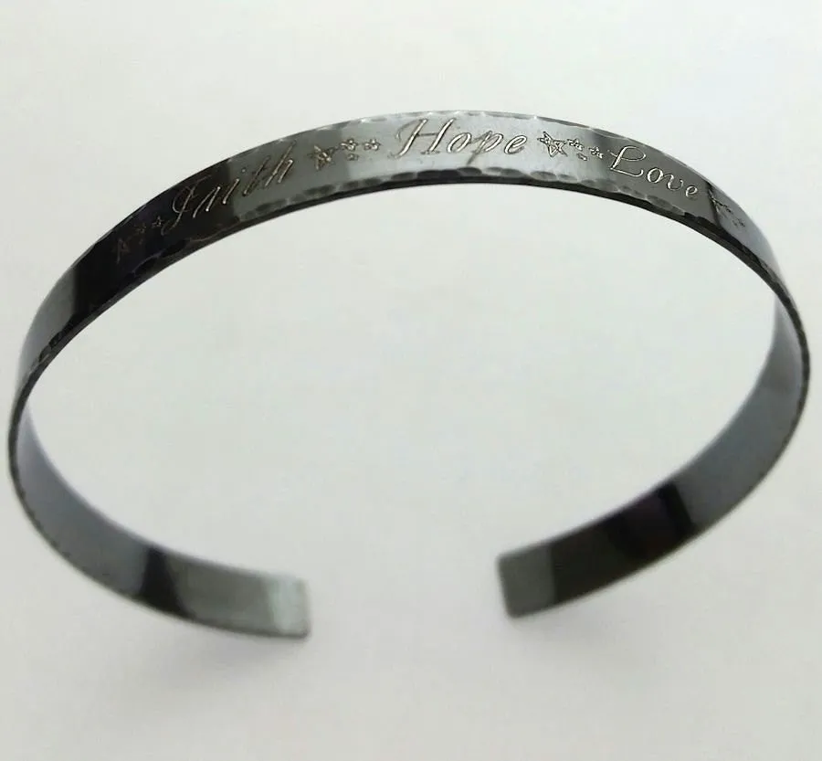 Gift for Men - Personalized Black Sterling Silver Bracelet