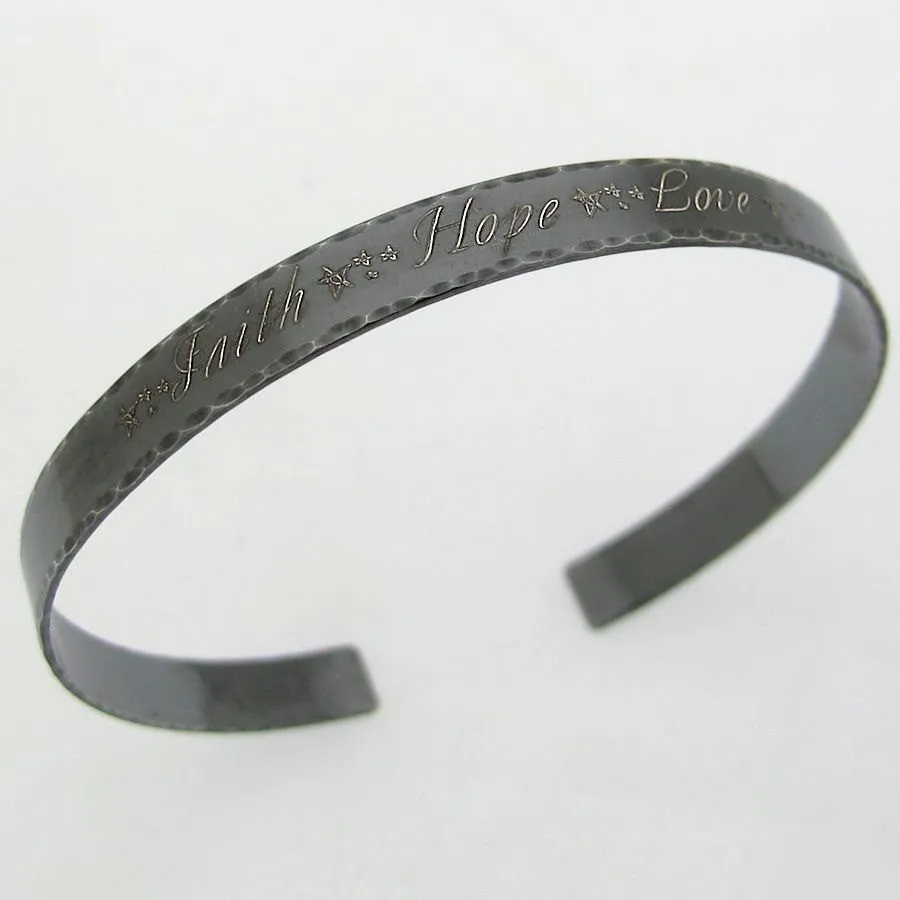 Gift for Men - Personalized Black Sterling Silver Bracelet