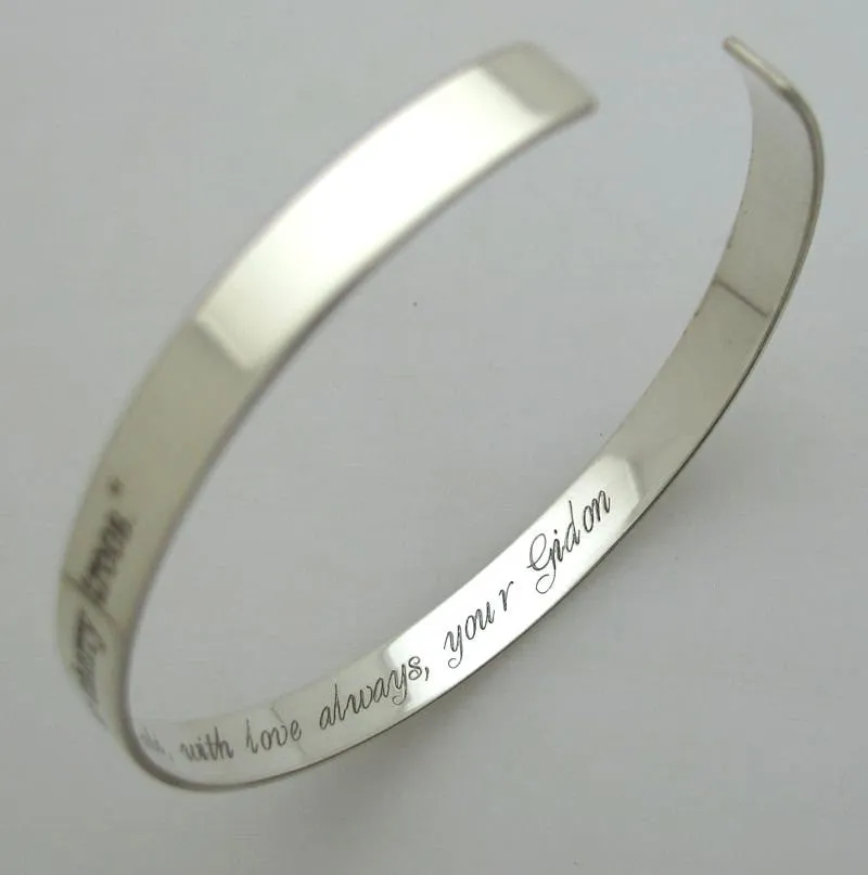 Gift for Men - Personalized Black Sterling Silver Bracelet