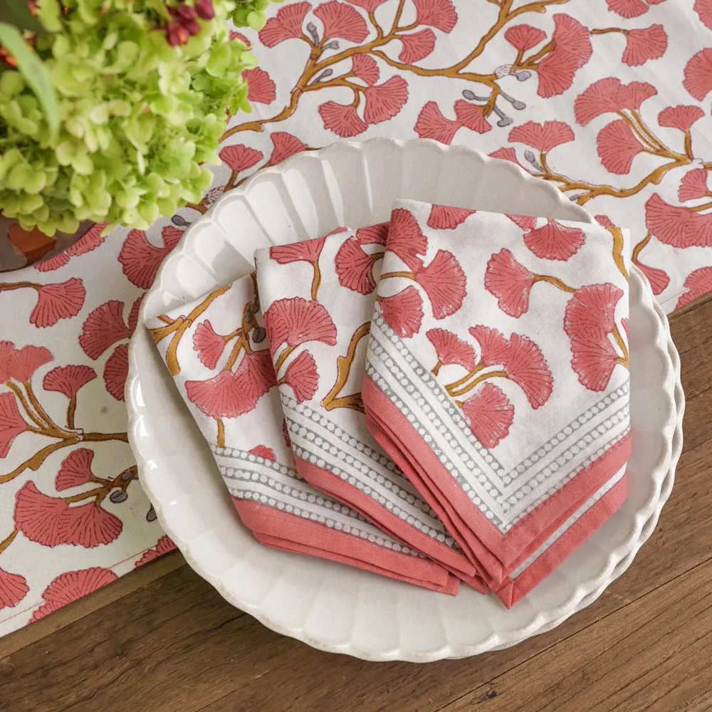 Ginkgo Coral Napkin Set 4