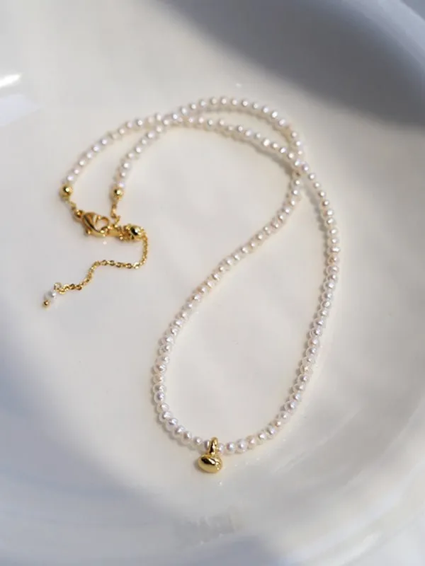 Gold Beans Pearl Collar Necklace