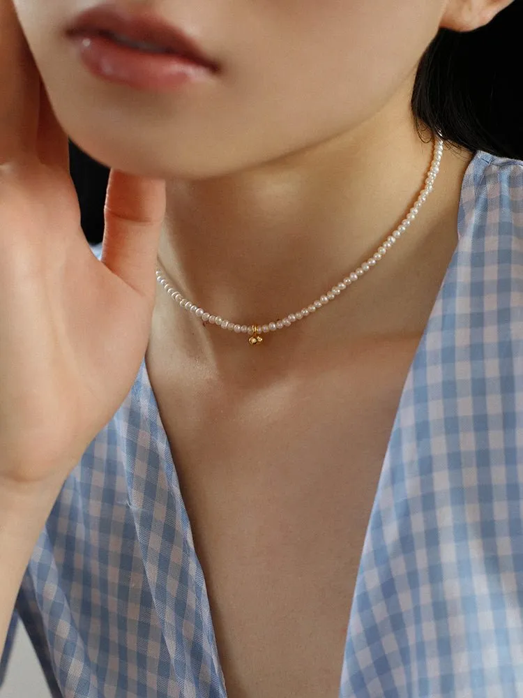 Gold Beans Pearl Collar Necklace