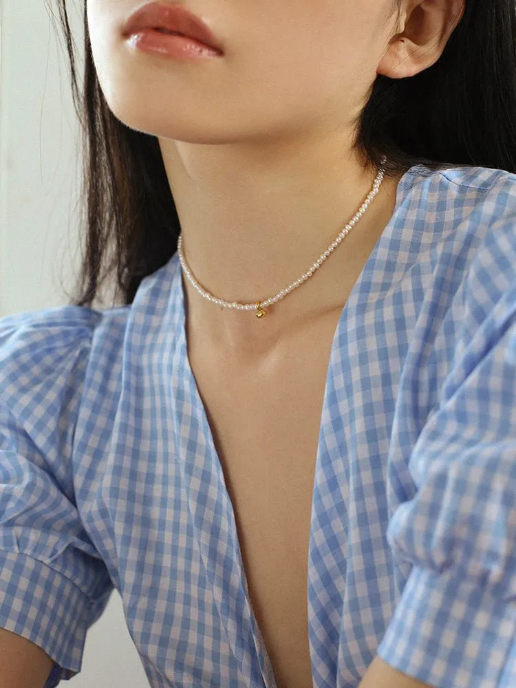 Gold Beans Pearl Collar Necklace