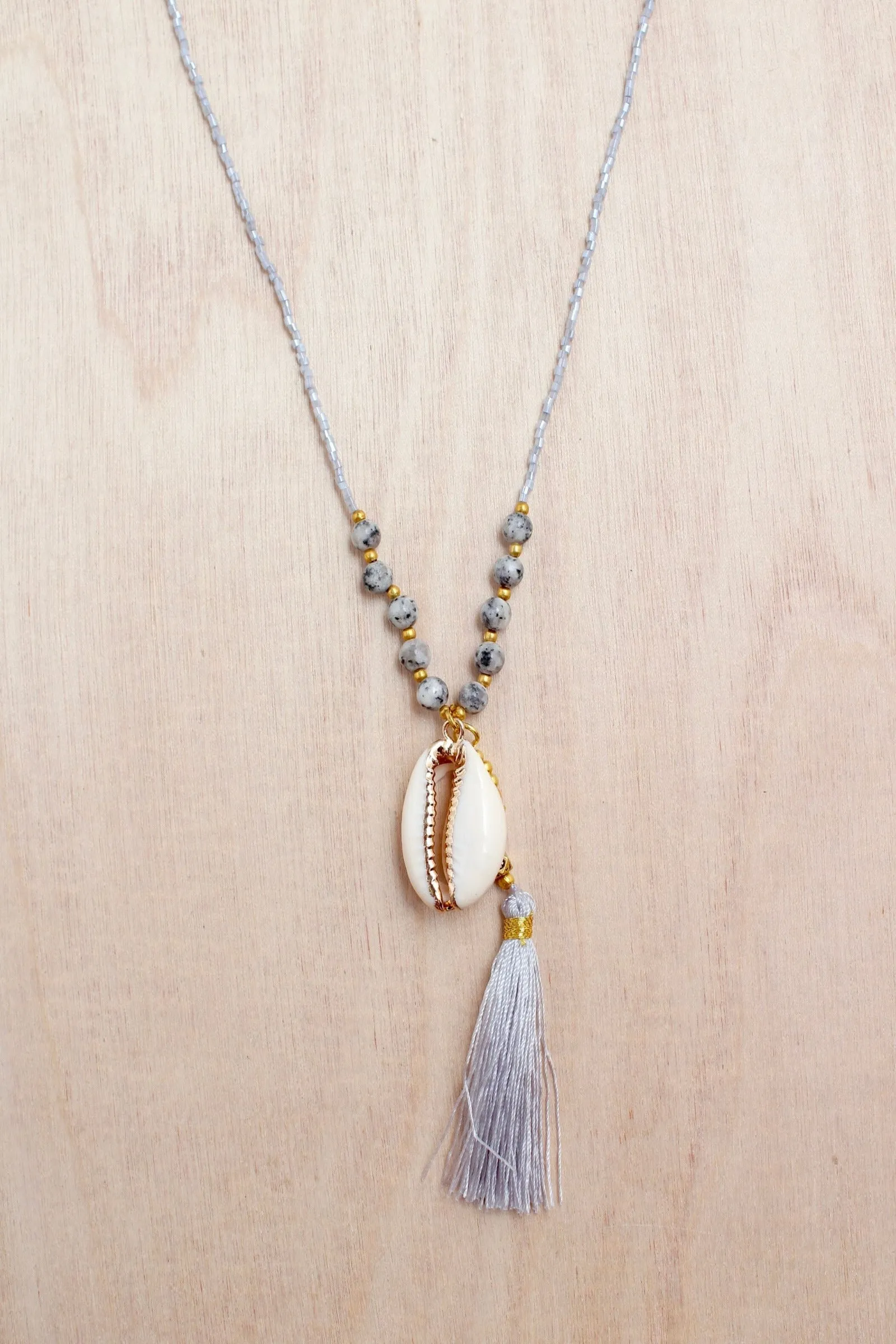 Gold Cowrie Tassel Necklace