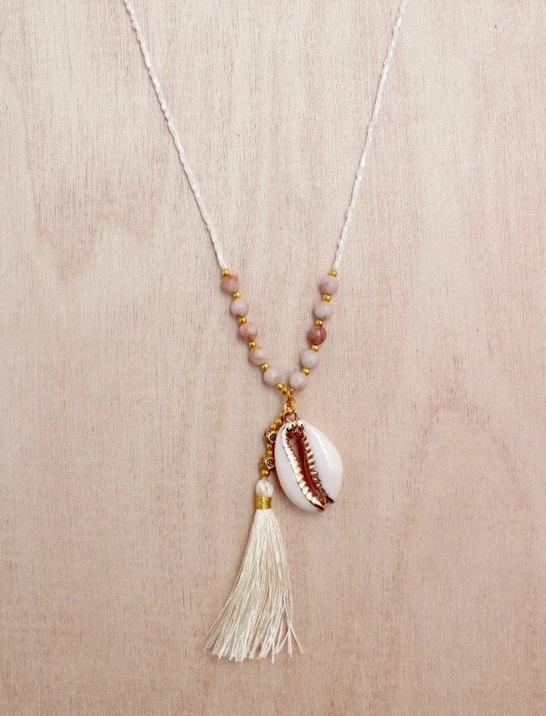 Gold Cowrie Tassel Necklace