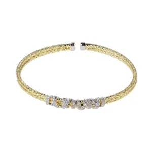 Gold CZ Twist Mesh Cuff Bracelet (SI3296)