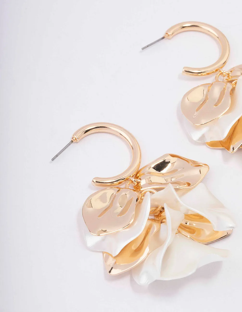 Gold Mixed Petal Drop Earrings