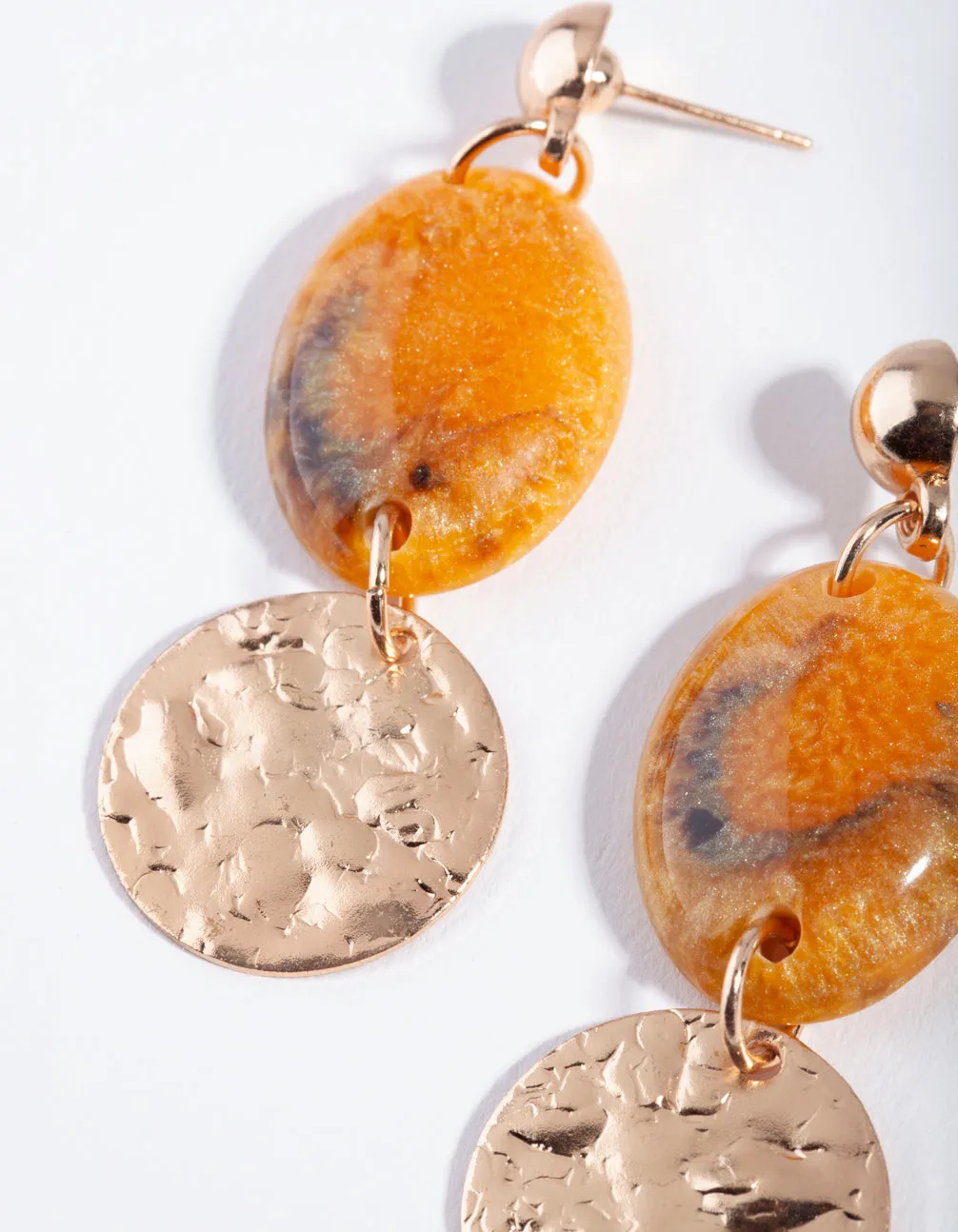 Gold Mustard Stone Drop Earring