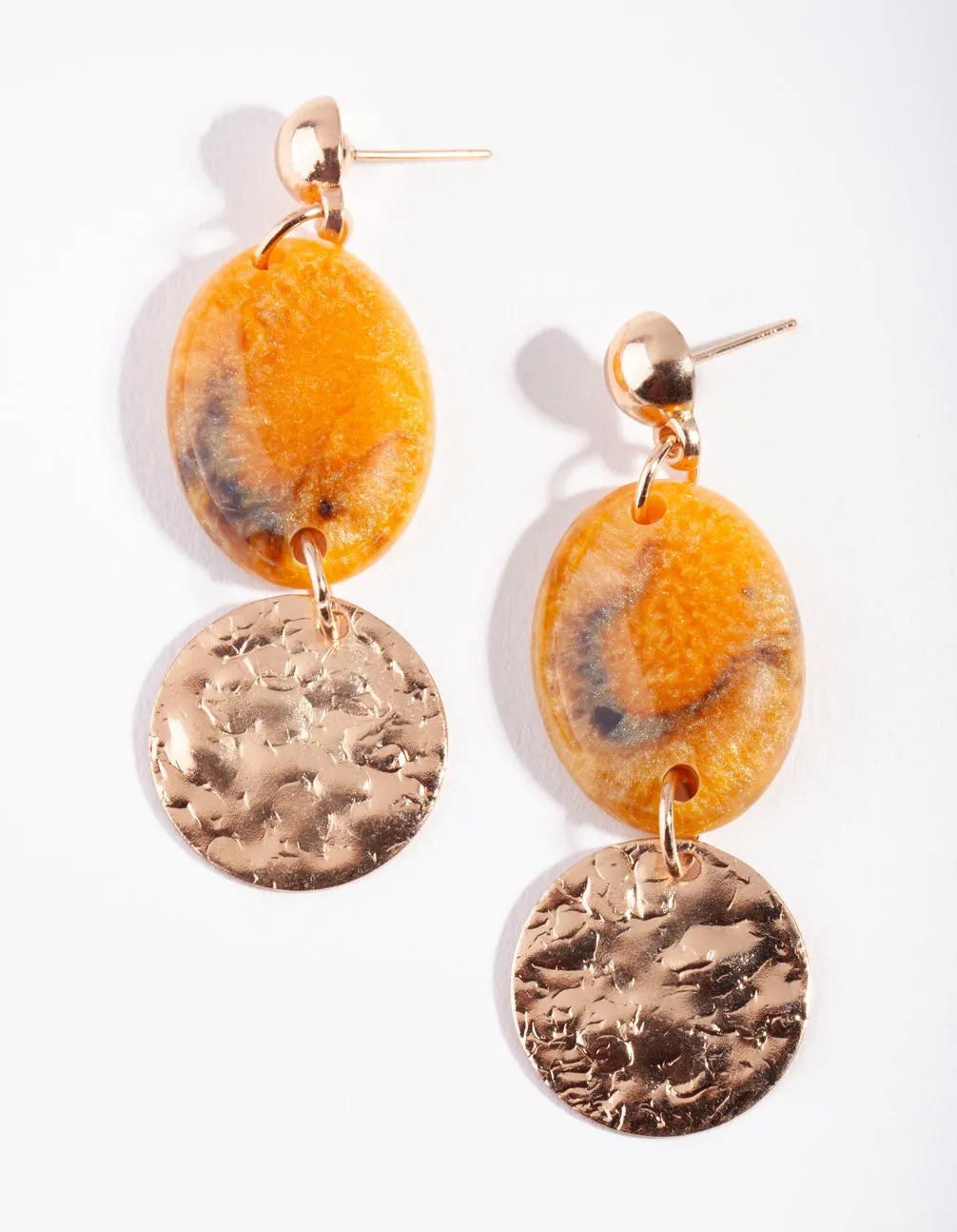 Gold Mustard Stone Drop Earring