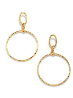 Gold Ophelia Drop Hoop Post Earrings