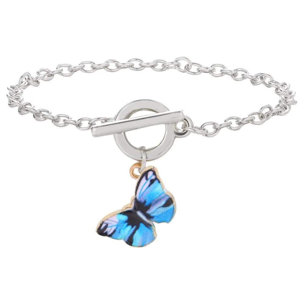 Gradient Butterfly Necklace for Women and Girls Silver Color Pearl Butterflies Pendant Choker Necklaces Jewelry