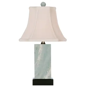 Jade Green Mini Table Lamp with Tall Rectangle Column Base