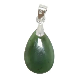 Jade Pendant Lucky Day Green Nephrite Teardrop