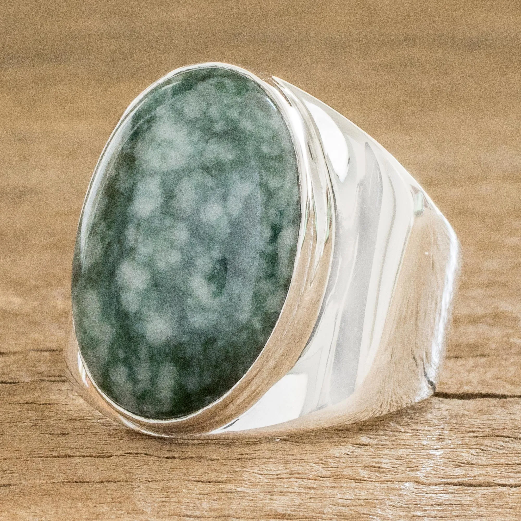 Jade Ring for Men - Truth and Life in Light Green | NOVICA