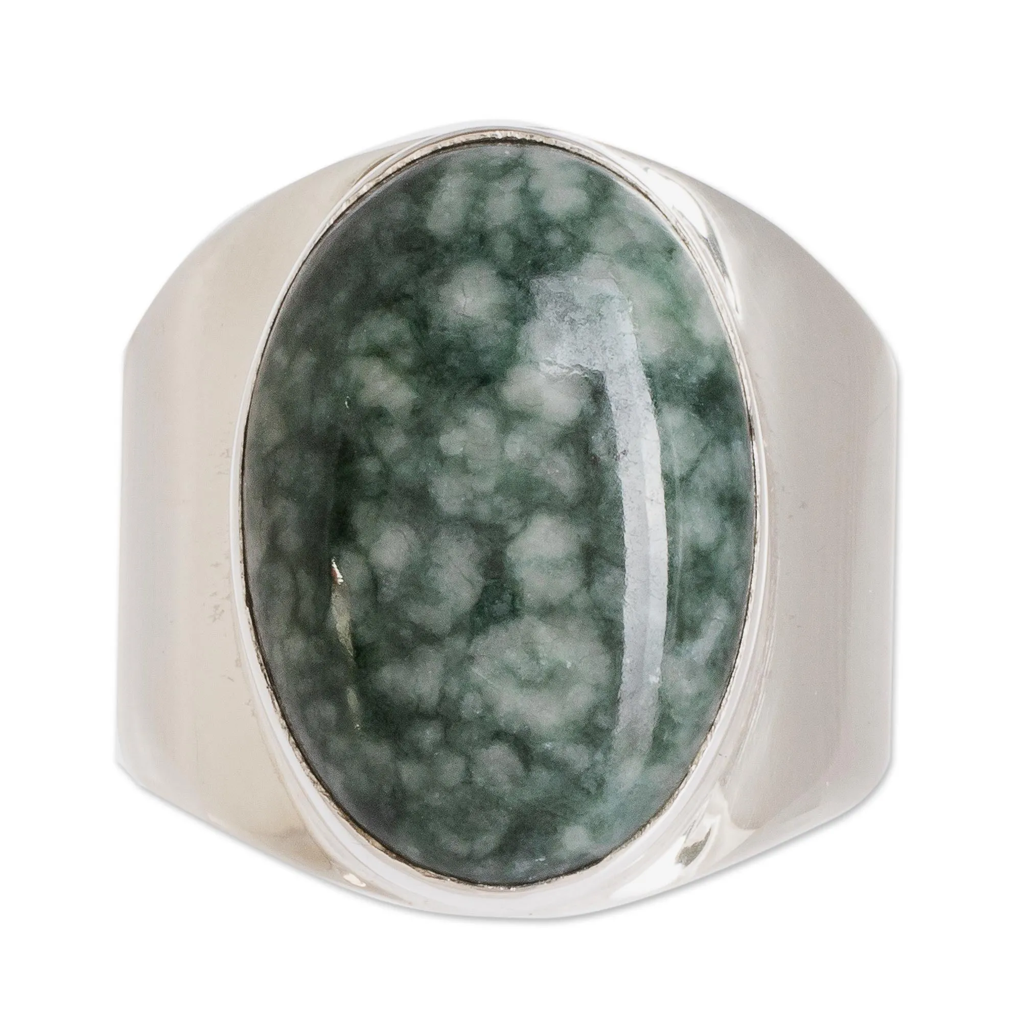 Jade Ring for Men - Truth and Life in Light Green | NOVICA