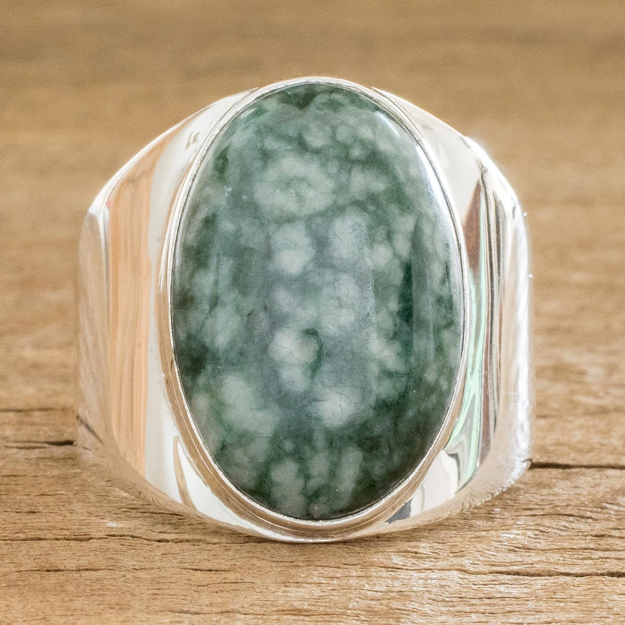 Jade Ring for Men - Truth and Life in Light Green | NOVICA