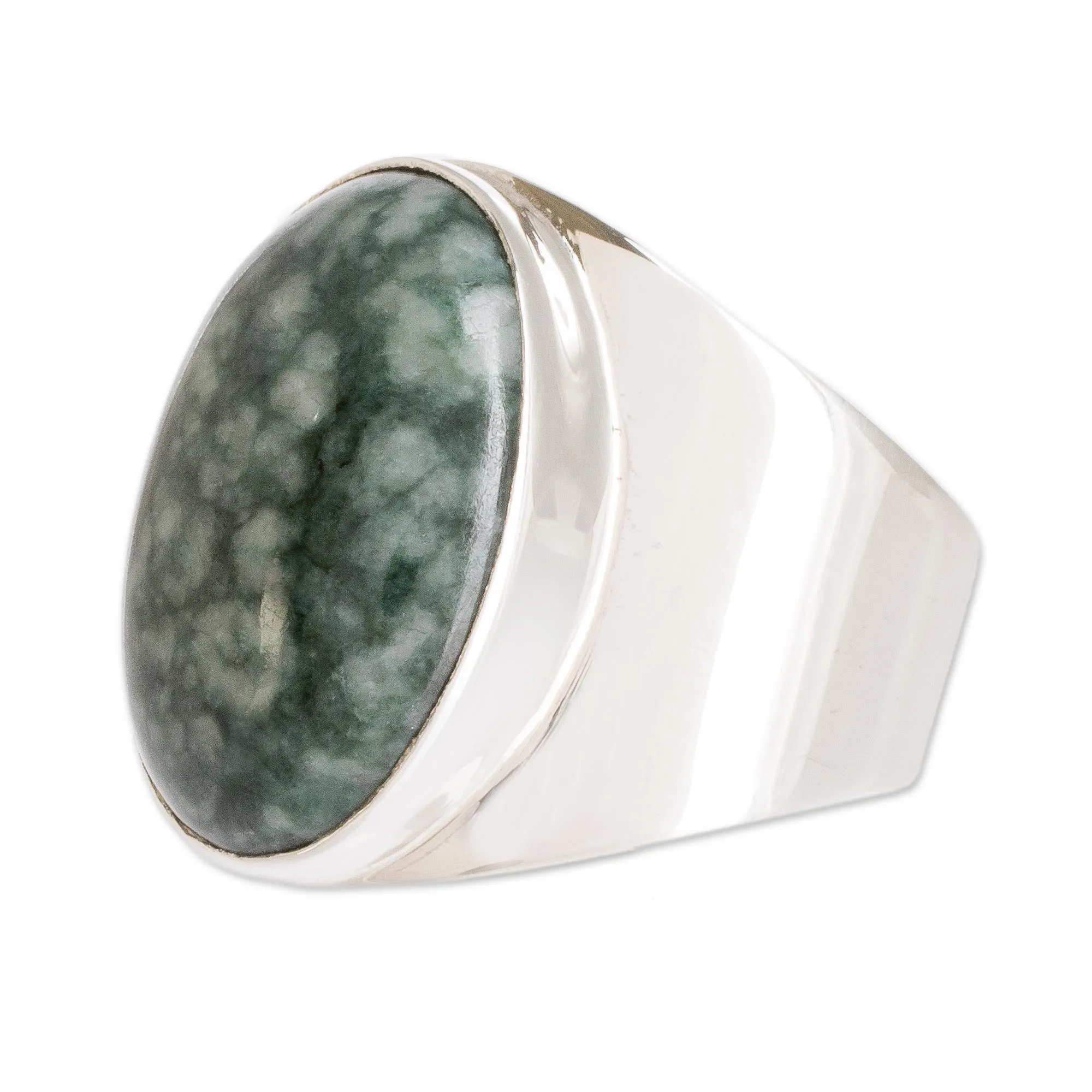 Jade Ring for Men - Truth and Life in Light Green | NOVICA