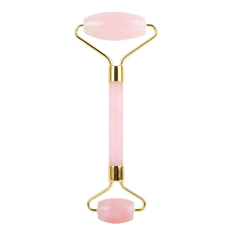 Jade Roller Massage Stick Double Head Massager Facial Manual Massage Suit Pink Crystal Roller Massage Stick