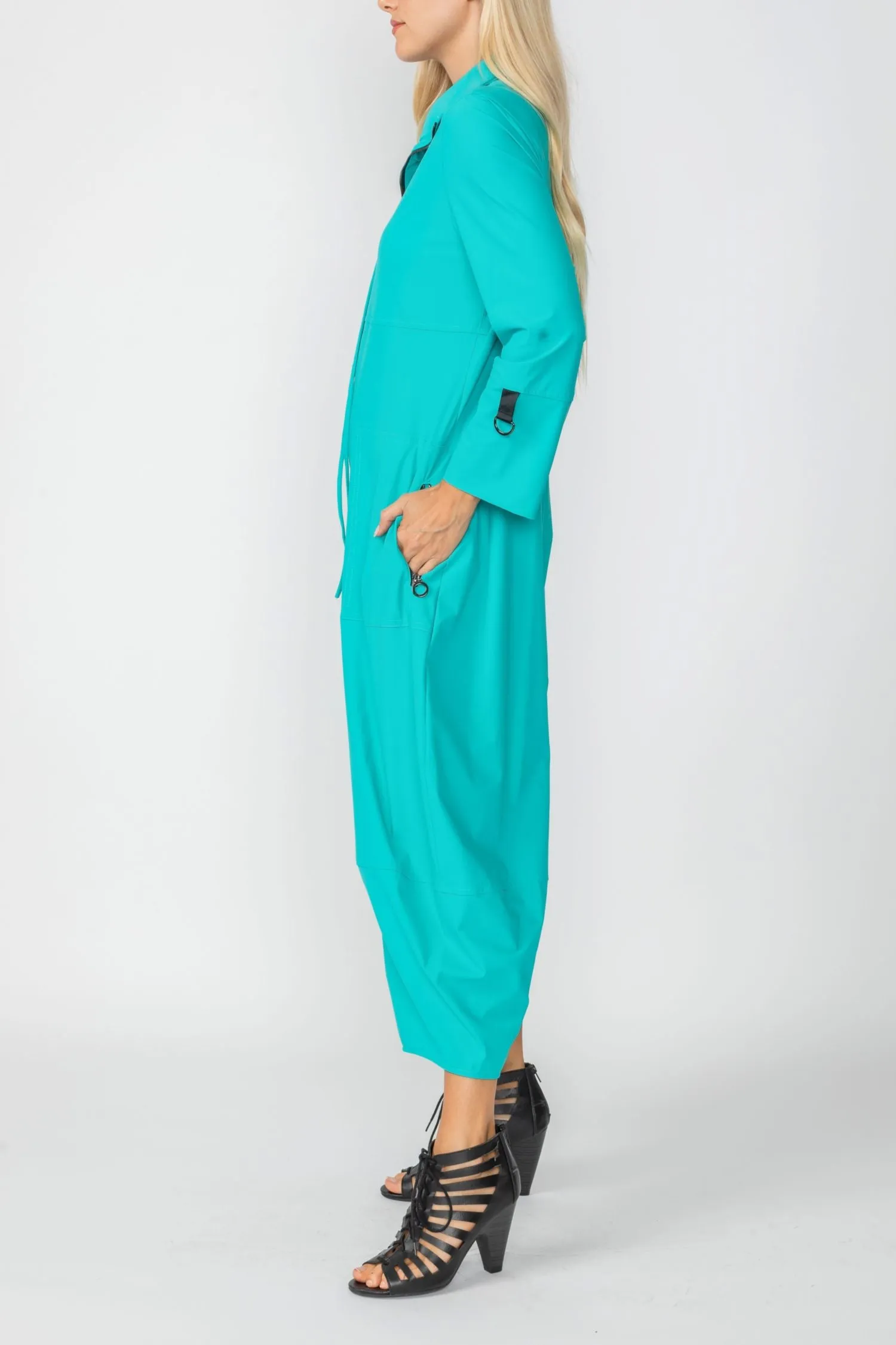 Jade Zip-Up Front Cropped Long Sleeve Jumpsuit