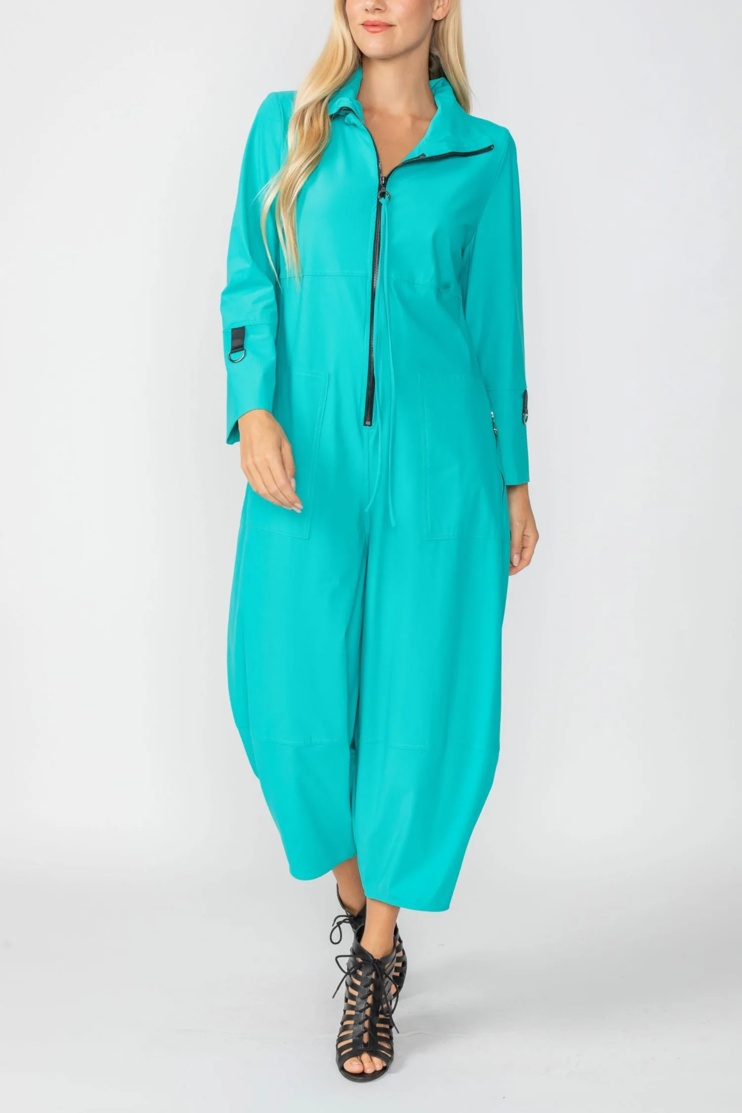 Jade Zip-Up Front Cropped Long Sleeve Jumpsuit