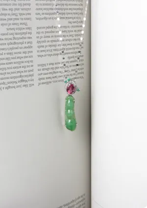 Jadeite Jade Pea with Rubellite Tourmaline and Tsavorite Pendant Necklace