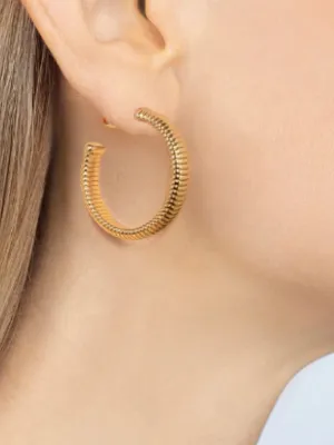 Janis Savitt Gold Cobra Hoop Earrings