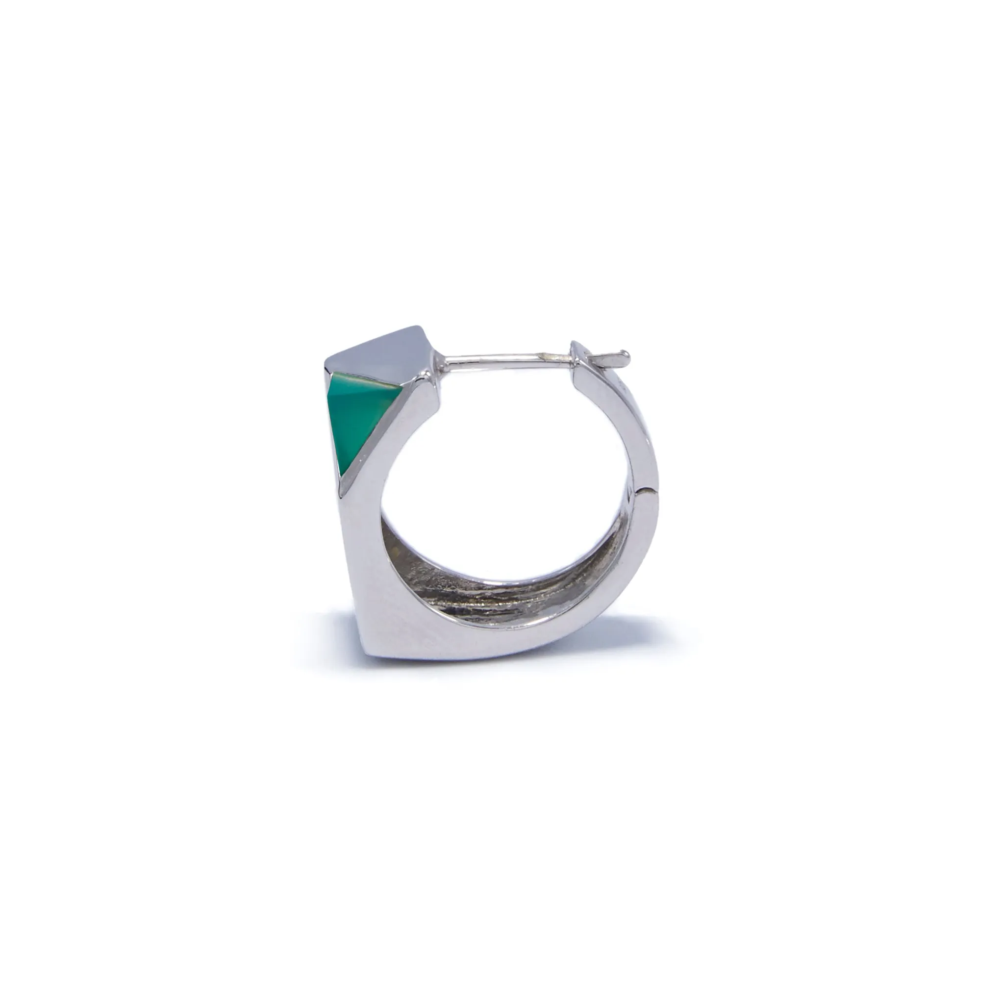 Jewel Beneath Signet Earring Single - Green Onyx, Sterling Silver