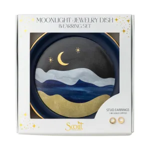 Jewelry Dish & Stud Earring Set - Moonlight/Midnight Blue