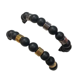 Joellery Metal Striped Beaded Bracelet