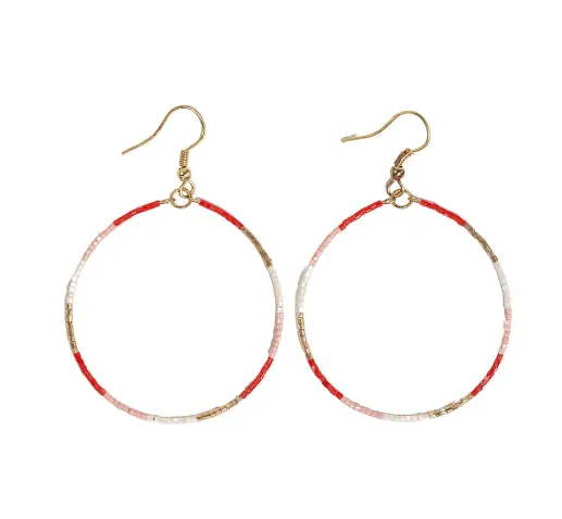 Kelly Color Block Beaded Hoop Earrings