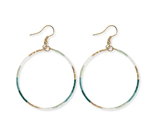 Kelly Color Block Beaded Hoop Earrings